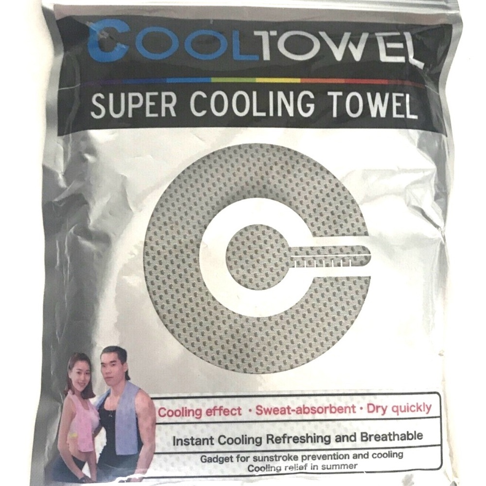 COOL TOWEL 2 Gray Super Cooling Towels golf yoga biking workout NWT